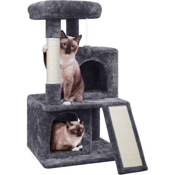 New 54in Cat Tree Light Gray with Tunnel, Hammock, and Scratching Posts - Picture 2 of 9